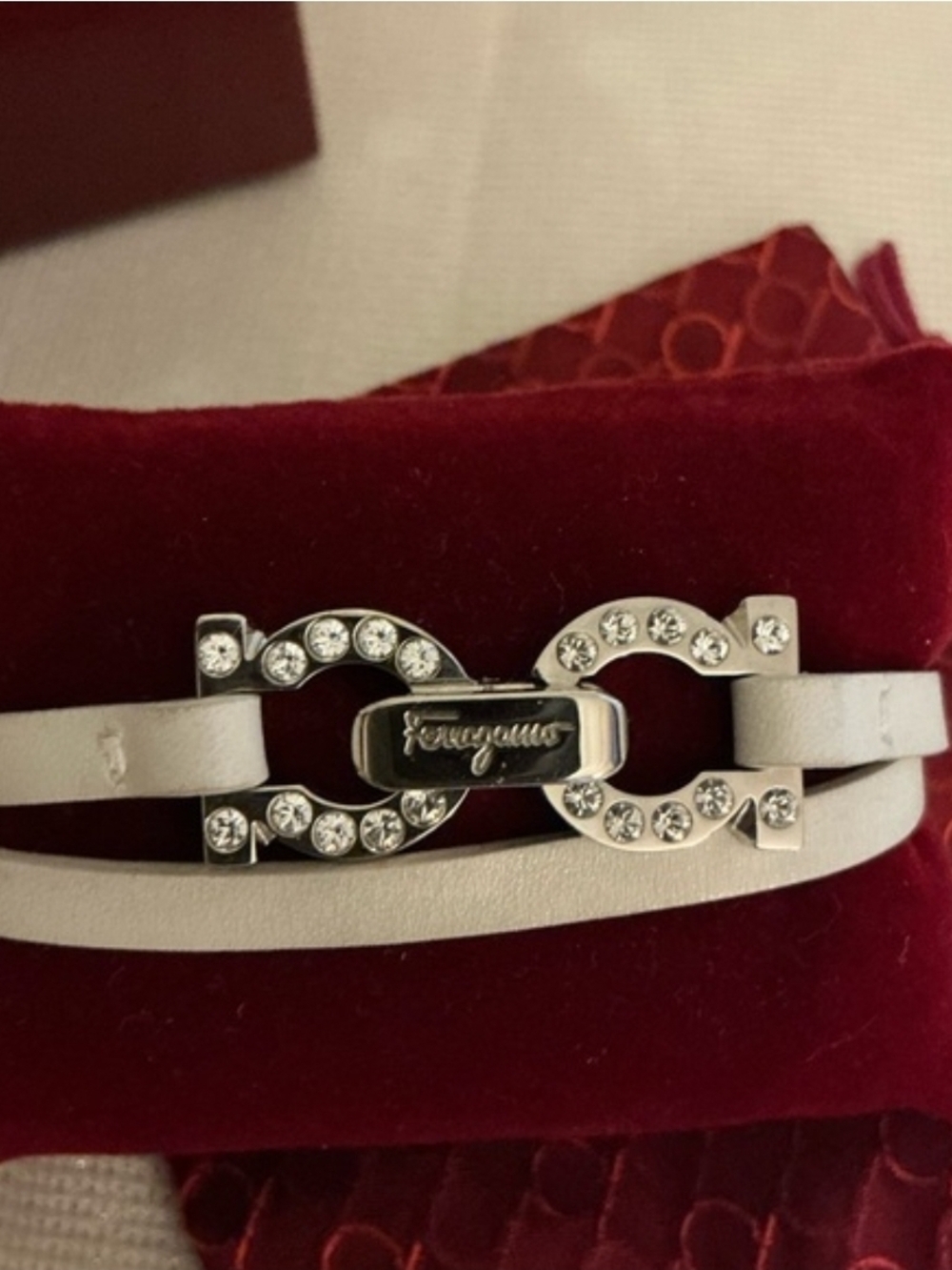 Salvatore Ferragamo Leather Crystal-Accented Bracelet - Picture 4 of 11